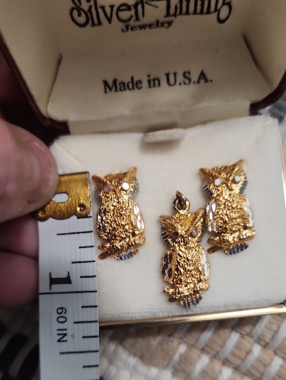 Langers Gold and Silver Tone Owl Earrings - Picture 8 of 10
